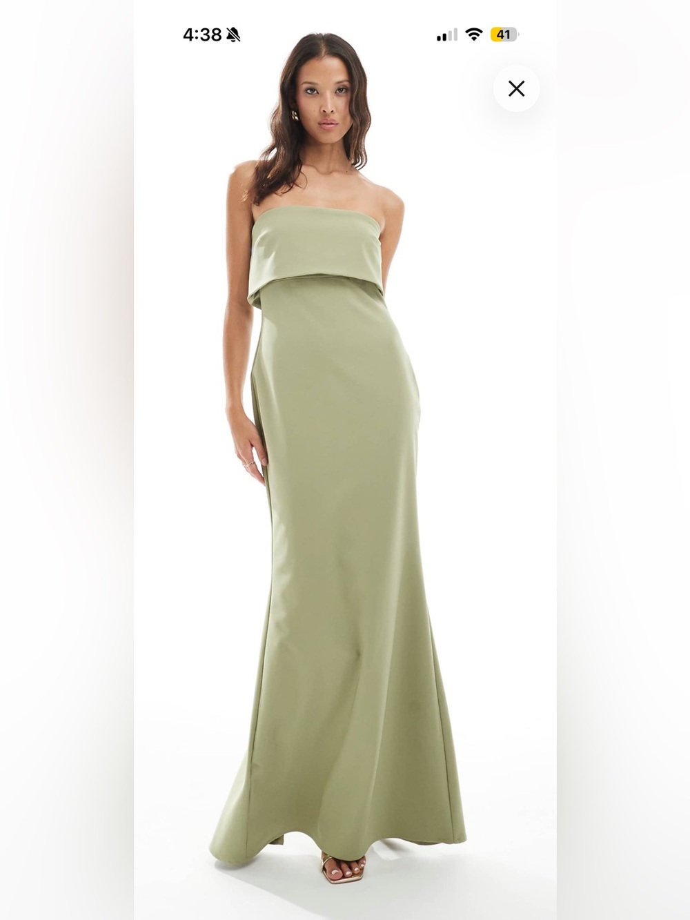 Strapless Sage Green Evening Bridesmaids Gown size 4 Never Worn